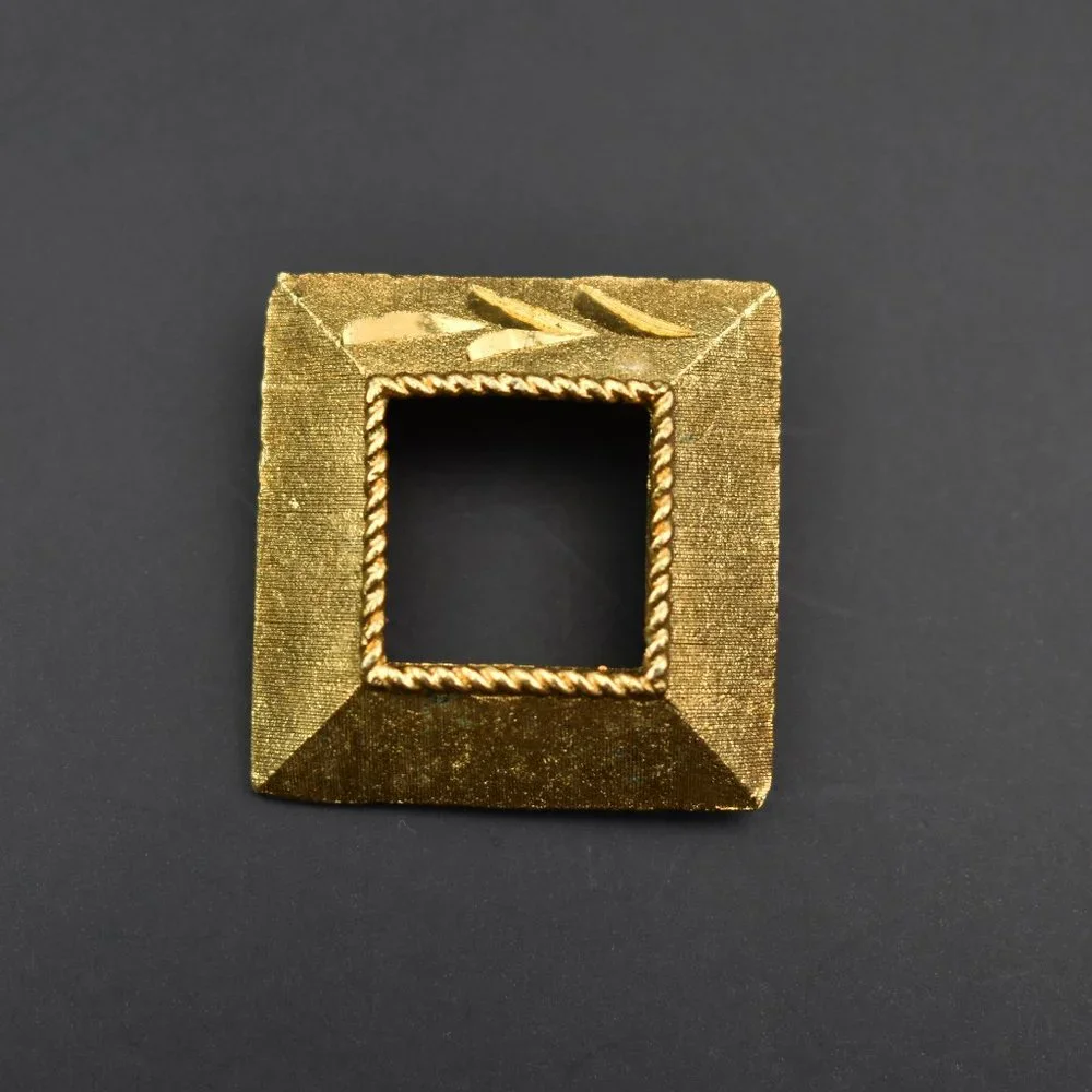 Square frame brooch gold, modern picture frame pin for women